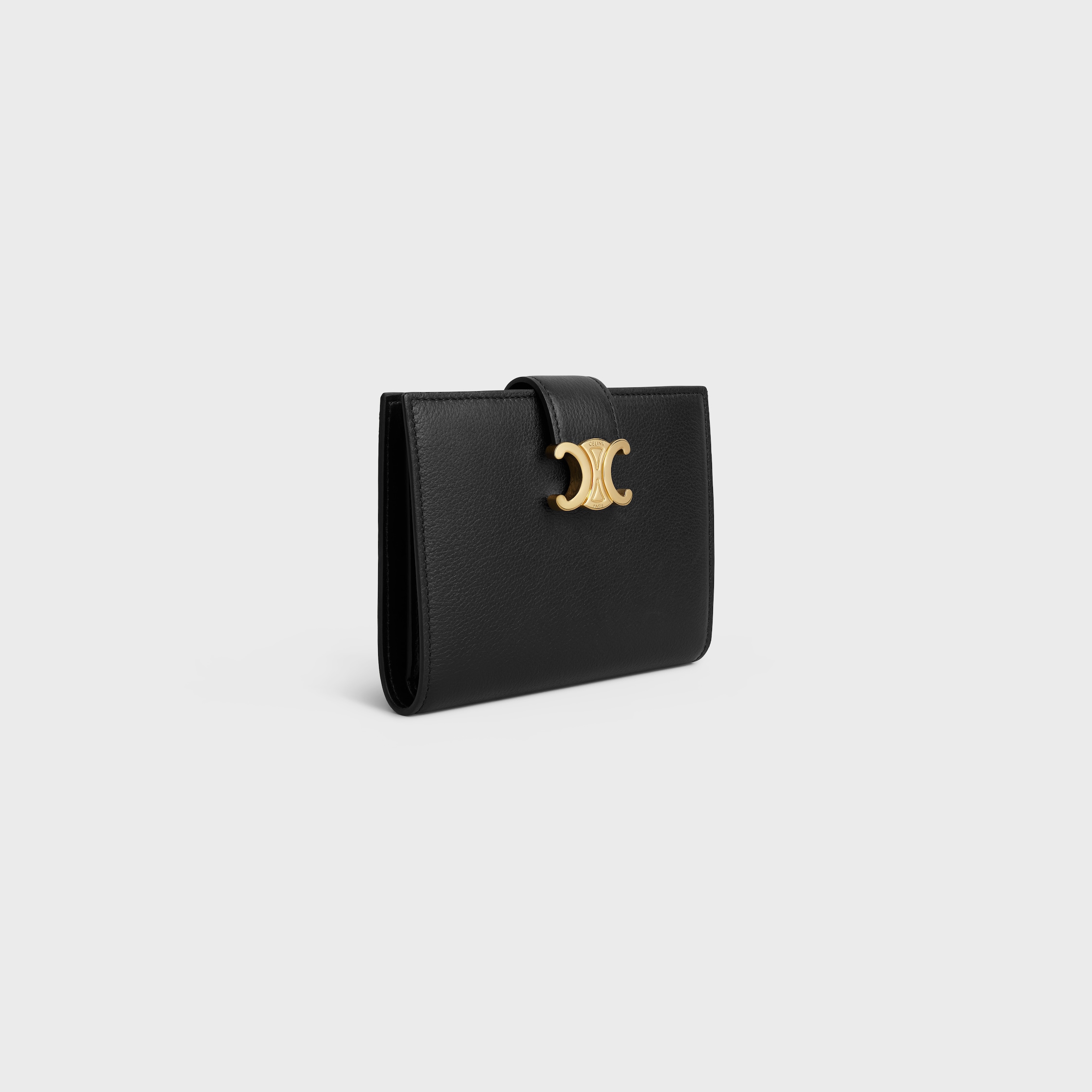 MEDIUM STRAP WALLET NINO IN SUPPLE GRAINED CALFSKIN - BLACK | CELINE
