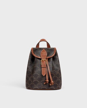 MINI BACKPACK FOLCO IN Triomphe Canvas and calfskin - TAN - TRIOMPHE CANVAS - 1 | CELINE