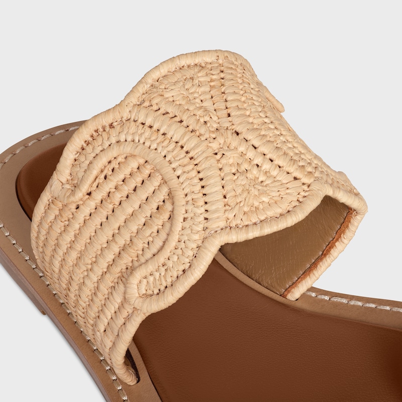 CELINE LYMPIA SANDAL IN RAFFIA AND CALFSKIN - NATURAL -  - 1 | CELINE