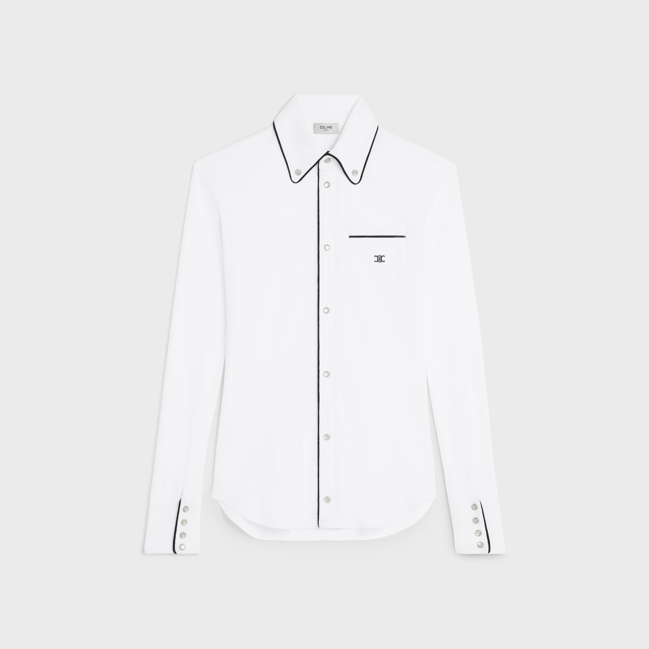 shirt IN cotton jersey - WHITE / BLACK | CELINE