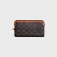 LONG POUCH WITH STRAP IN triomphe canvas and calfskin - TAN - POUCHES - 2 | CELINE