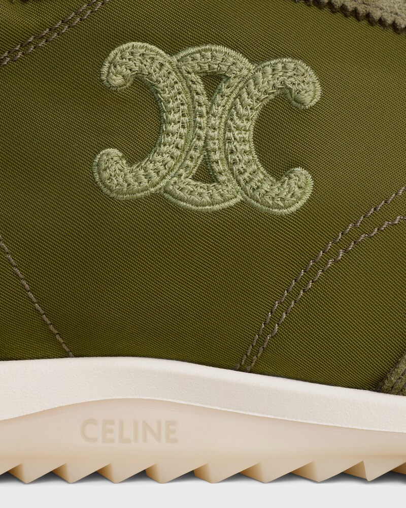SNEAKER RACER EN NYLON, CUIR DE VEAU VELOURS ET CUIR DE VEAU - OLIVE -  - 1 | CELINE