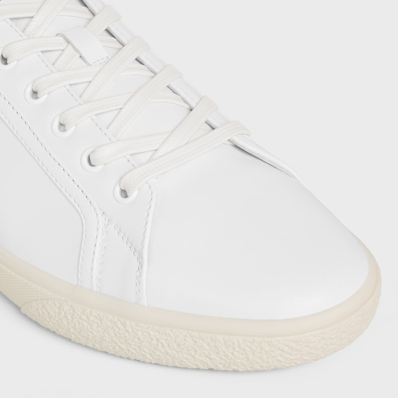 CELINE LOU LOW LACE-UP SNEAKER WITH TRIOMPHE IN LAMBSKIN - OPTIC WHITE/DARK GREY -  - 1 | CELINE