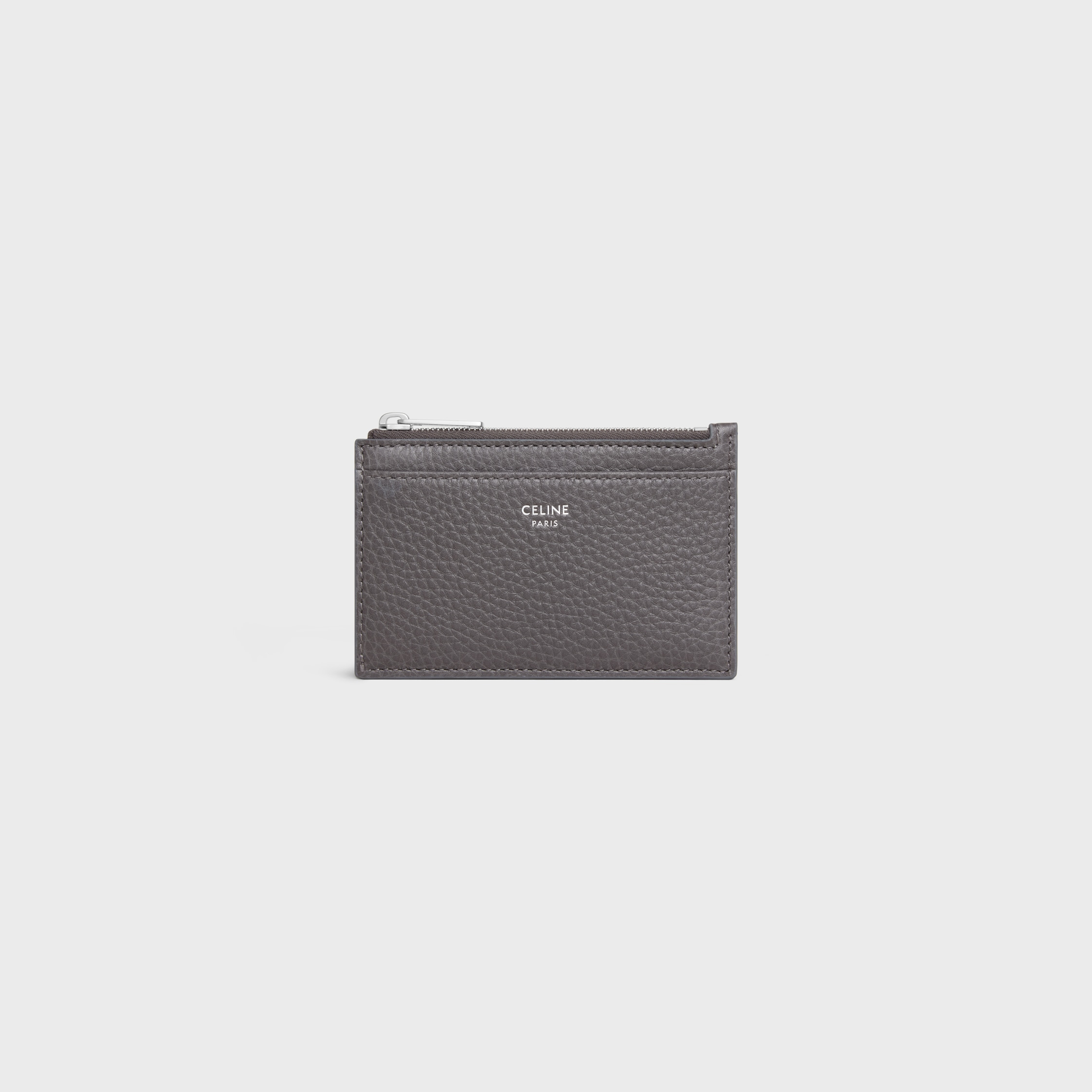 セリーヌ　ビジネスカードホルダー／グレー ジップ付きカードホルダー / グレインドカーフスキン - グレー | CELINE