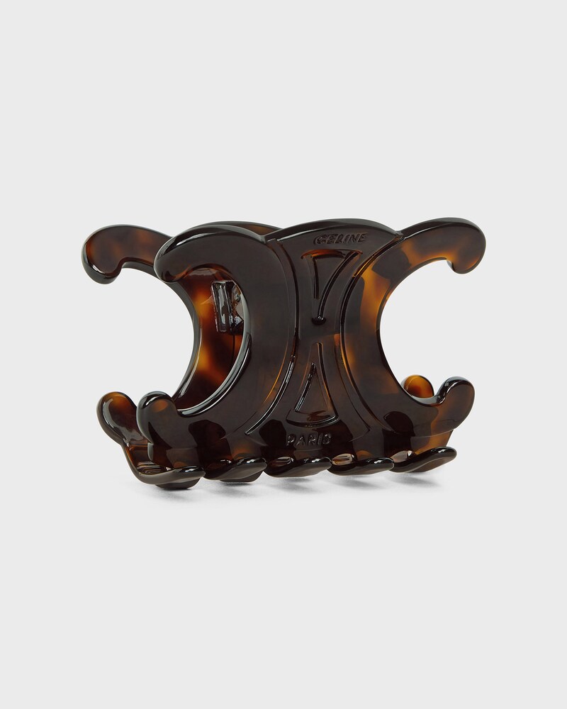 Celine Large Hair Claw in Acetate - DARK HAVANA - HAIR ACCESSORIES - 1 | CELINE