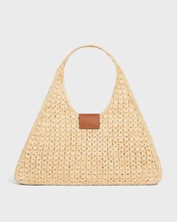 CABAS TRIANGLE  IN RAFFIA AND CALFSKIN - NATURAL / TAN - PANIER - 2 | CELINE
