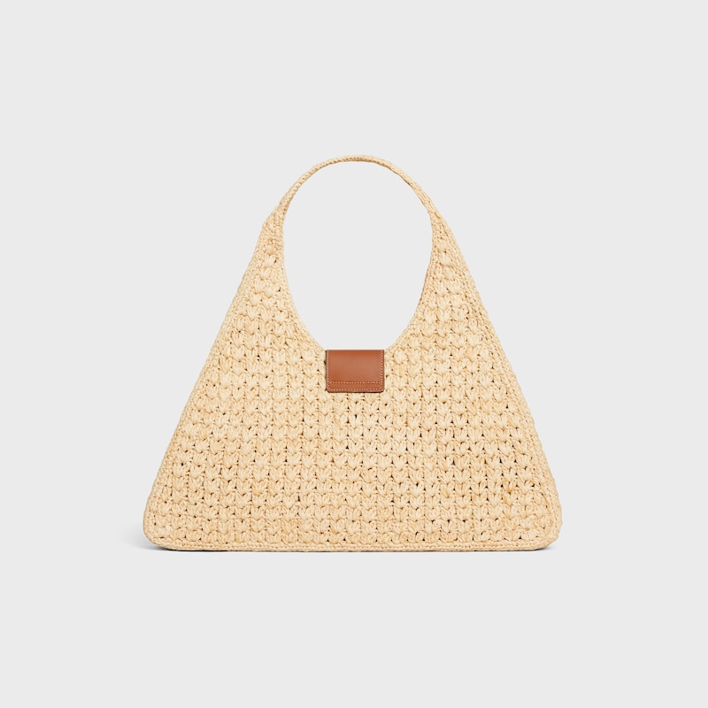 CABAS TRIANGLE  IN RAFFIA AND CALFSKIN - NATURAL / TAN - PANIER - 1 | CELINE
