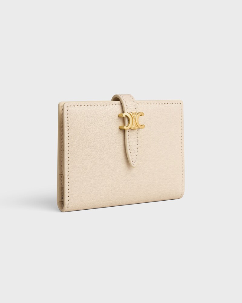 BI-FOLD CARD HOLDER TRIOMPHE PONTET IN GOATSKIN - CREAM - NEW - 1 | CELINE