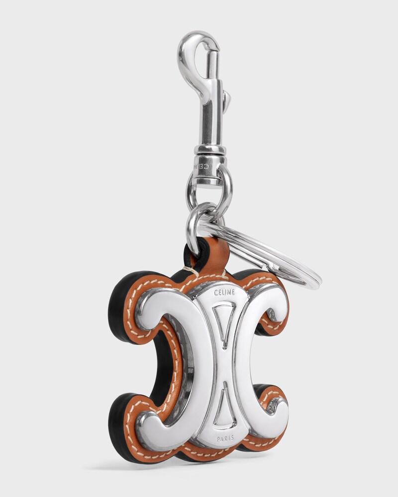 METAL TRIOMPHE KEYRING IN METAL AND CALFSKIN - TAN - OTHER ACCESSORIES - 1 | CELINE