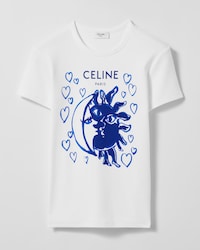 t-shirt IN ribbed cotton jersey - xhite/blue -  - 1 | CELINE