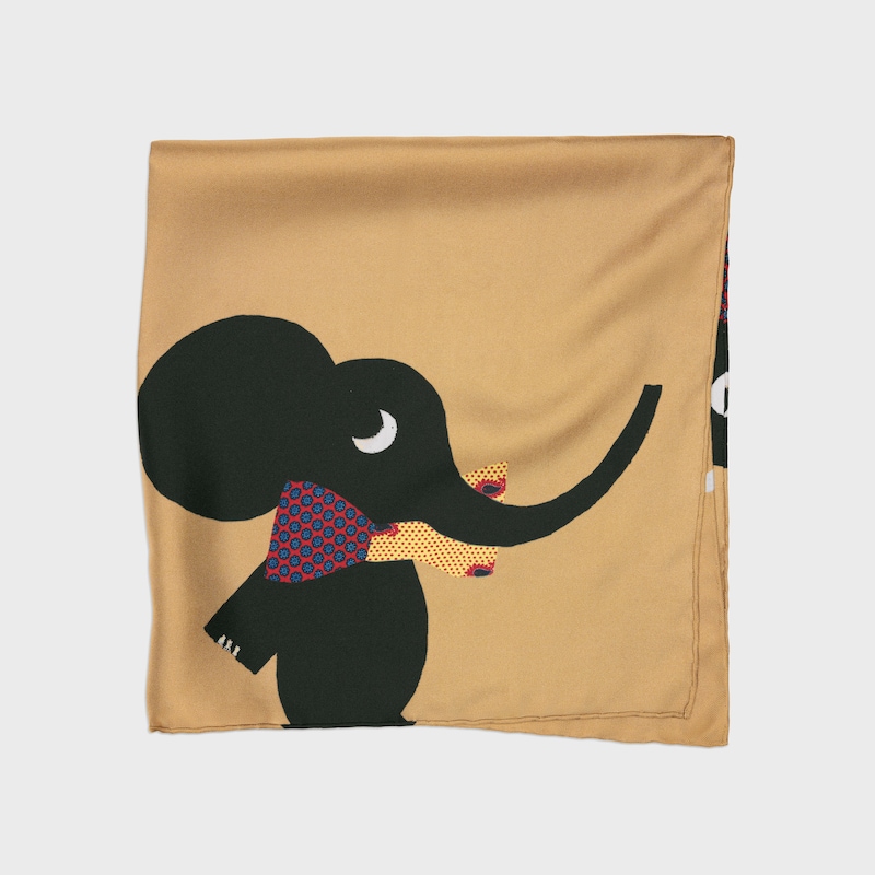 ELEPHANT BANDANA 55 - FAWN/BLACK/WHITE -  - 1 | CELINE