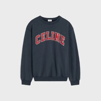 SUDADERA HOLGADA DE FELPA DE ALGODÓN - AZUL MARINO / ROJO / BLANCO -  - 1 | CELINE