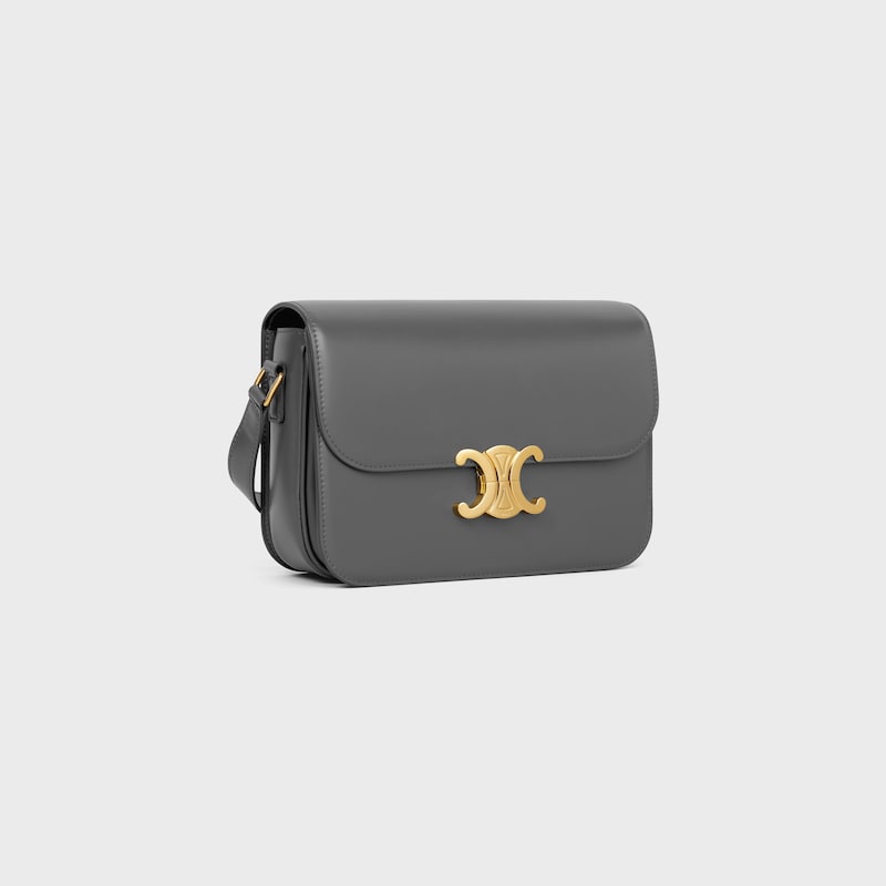 CLASSIQUE TRIOMPHE BAG in shiny calfskin - ANTHRACITE - TRIOMPHE - 1 | CELINE