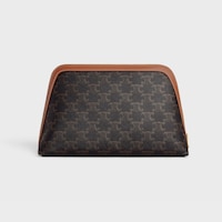 LARGE COSMETIC POUCH IN TRIOMPHE CANVAS AND CALFSKIN - TAN - TRIOMPHE CANVAS COLLECTION - 2 | CELINE