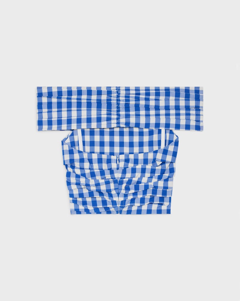 top IN checked cotton - BLEU/BLANC -  - 1 | CELINE