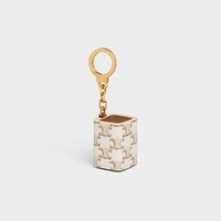 Miniature Perfume Holder Charm in Triomphe Canvas and calfskin - WHITE - TRIOMPHE CANVAS COLLECTION - 2 | CELINE