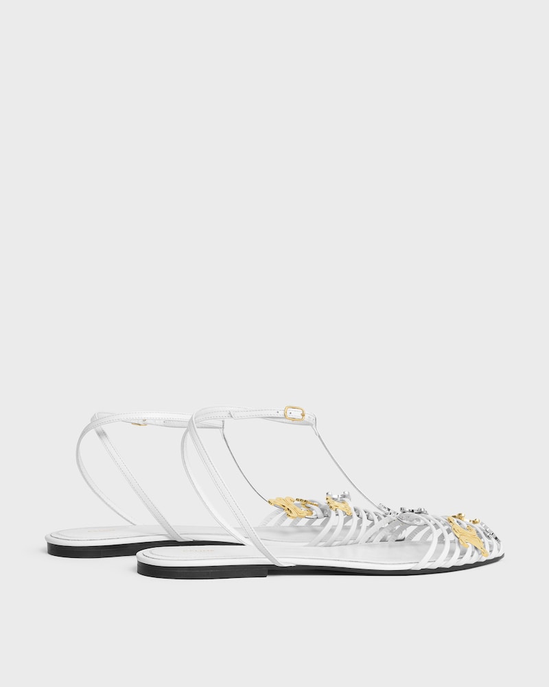 CAGE FLAT SANDAL IN GOATSKIN - WHITE -  - 1 | CELINE