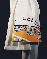 ARCDETRIOMPHE FLAT SILK STOLE - OFFWHITE/IVORY/ORANGE -  - 2 | CELINE