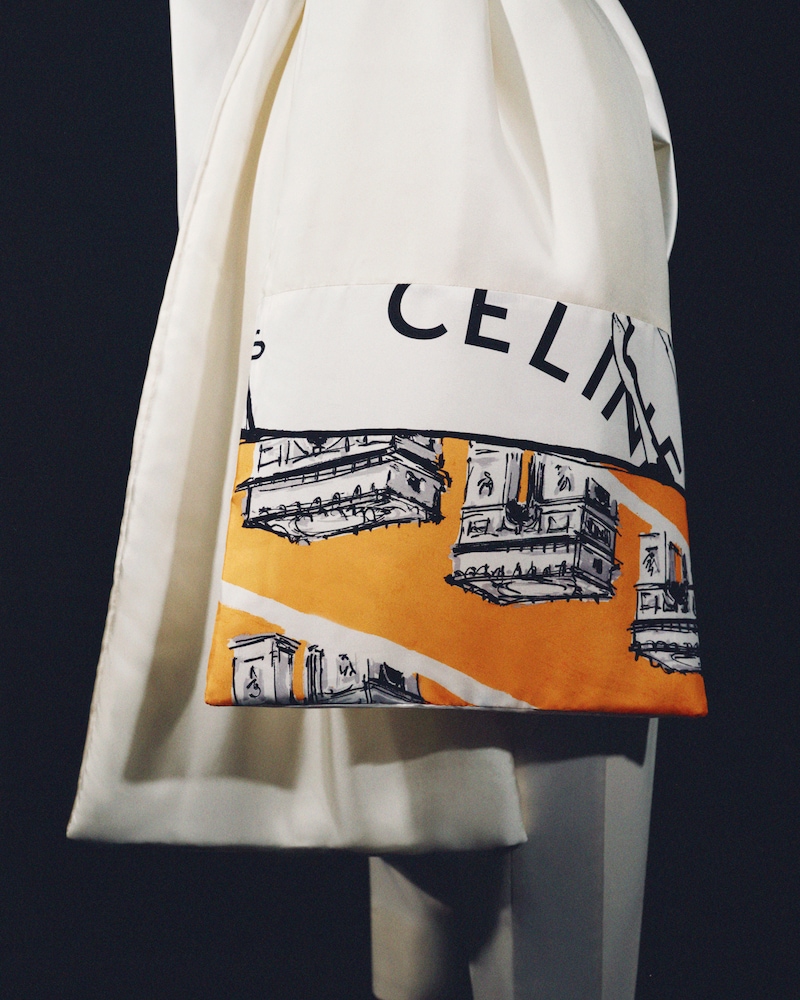 SCHAL AUS BEDRUCKTER SEIDE - WOLLWEISS/ELFENBEIN/ORANGE -  - 1 | CELINE