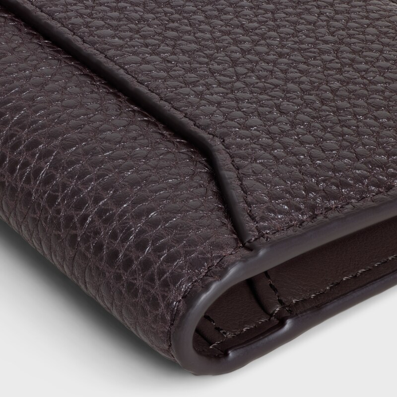 VERTICAL CARD HOLDER IN GRAINED CALFSKIN - ESPRESSO - CARD HOLDERS - 1 | CELINE