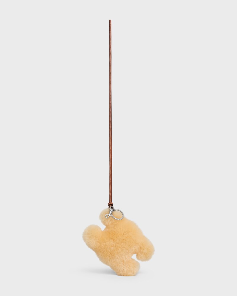 TRIOMPHE POM-POM KEYRING in SHEARLING AND SMOOTH CALFSKIN - NATURAL - THE PERFECT GIFT - 1 | CELINE