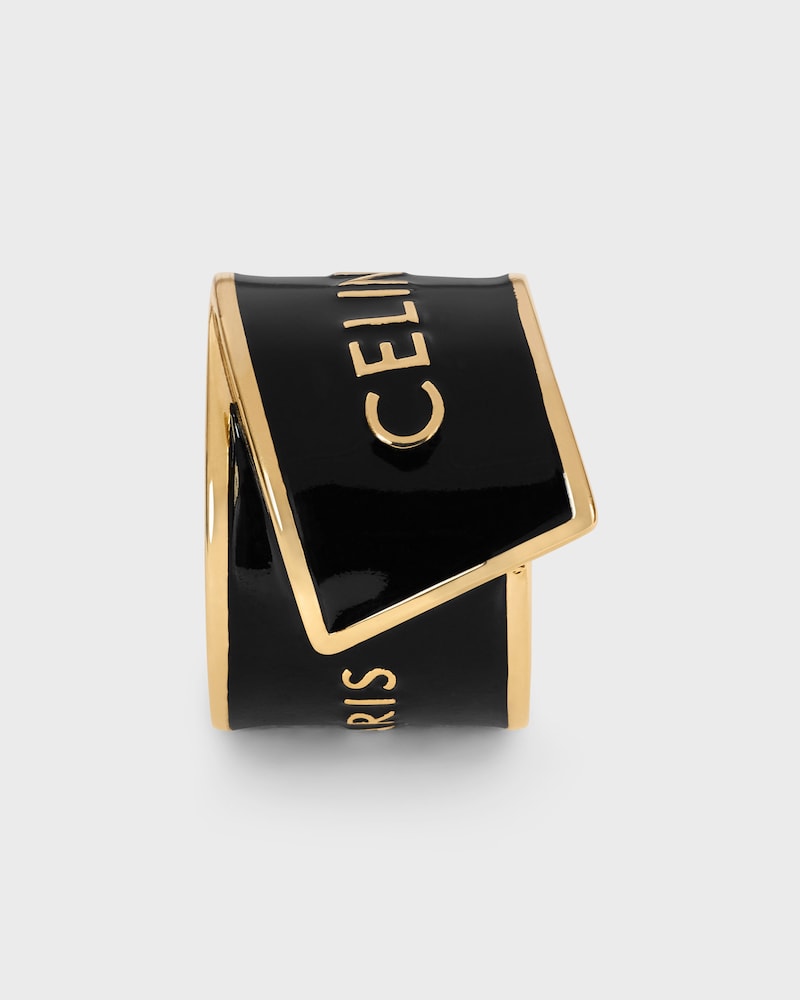 CELINE RIBBON LARGE RING IN ENAMEL AND BRASS WITH GOLD FINISH - BLACK / GOLD -  - 1 | CELINE