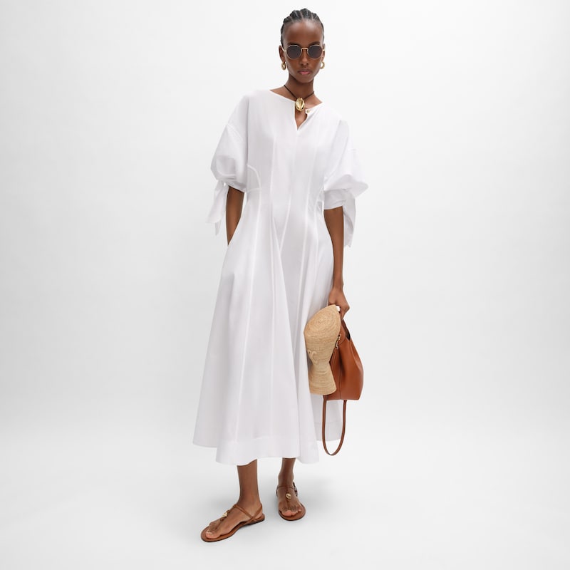 dress IN cotton poplin - 白色 -  - 1 | CELINE