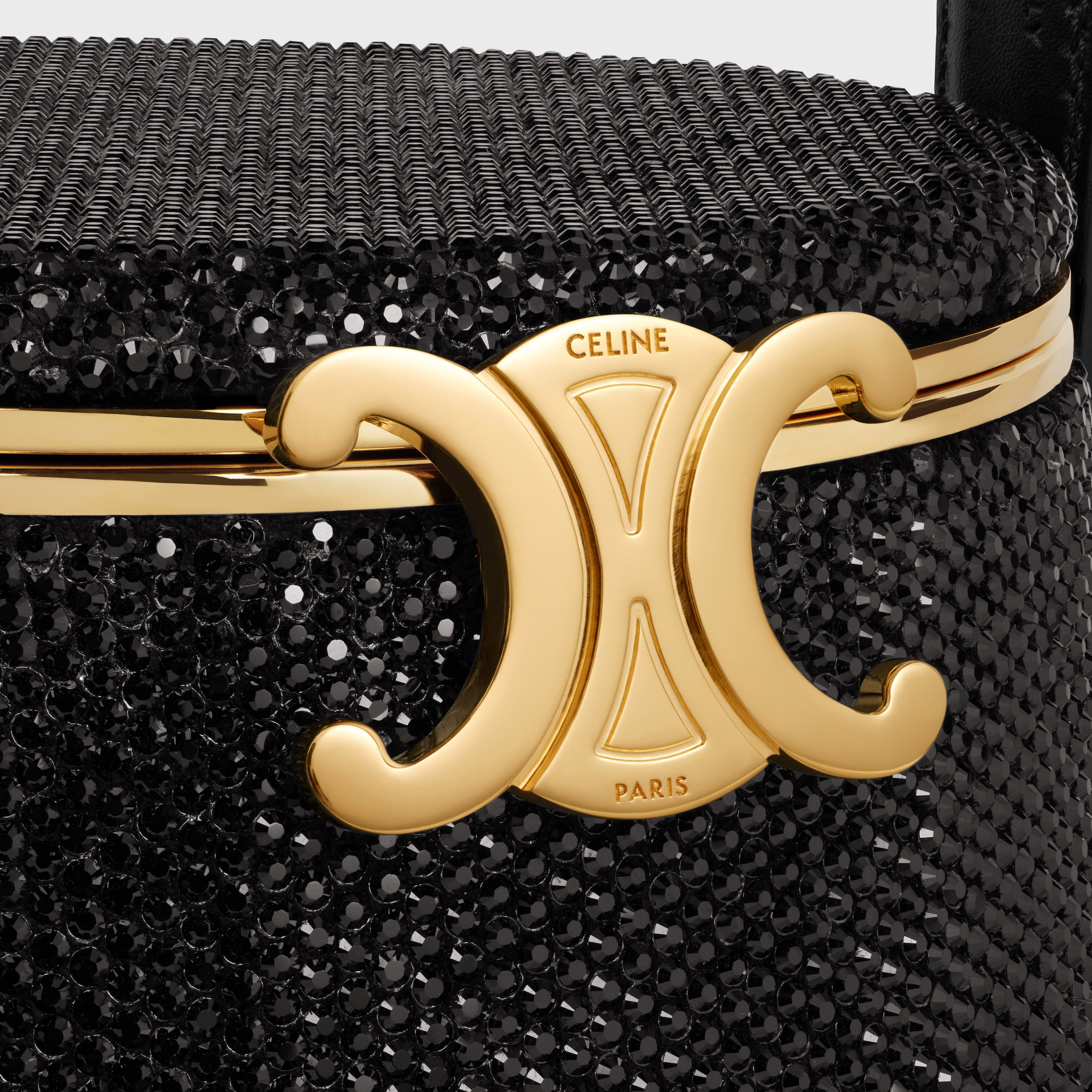 CELINE NINA MINAUDIERE in SUEDE CALFSKIN WITH STRASS - BLACK | CELINE