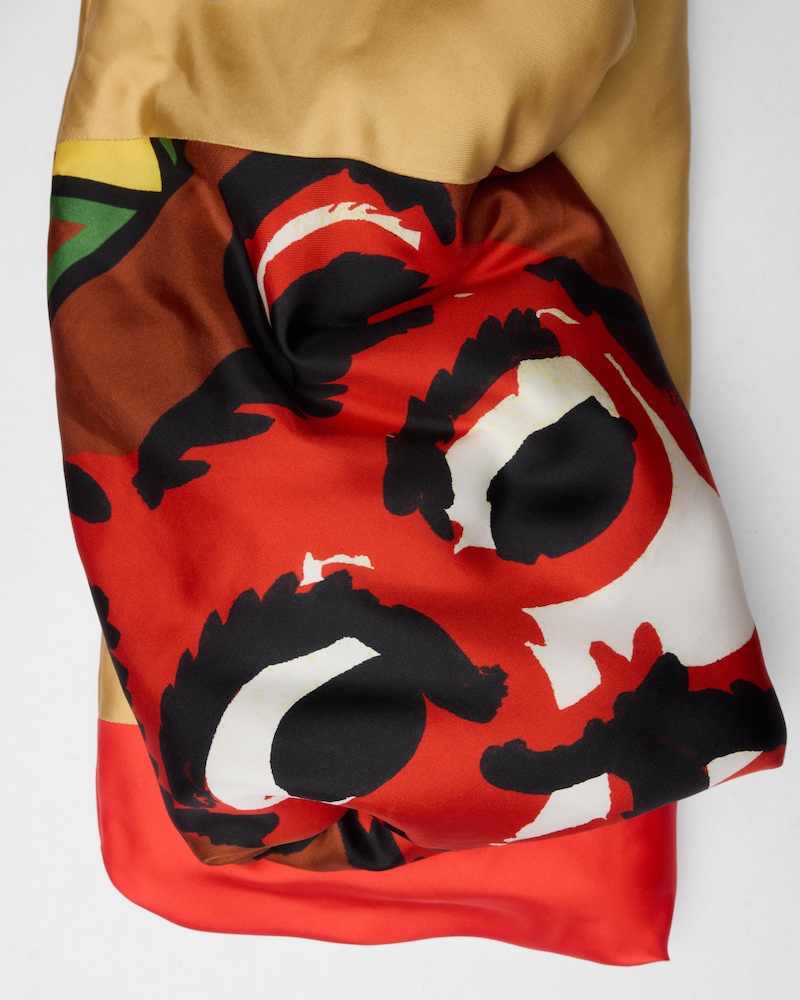 OCELOT PADDED TUBULAR SILK STOLE - CAMEL/RED/NEON PINK -  - 1 | CELINE