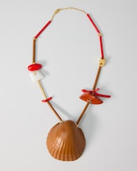 SHORT WASHASHORE NECKLACE - Gold / Tan / Red - WOMEN - 1 | CELINE