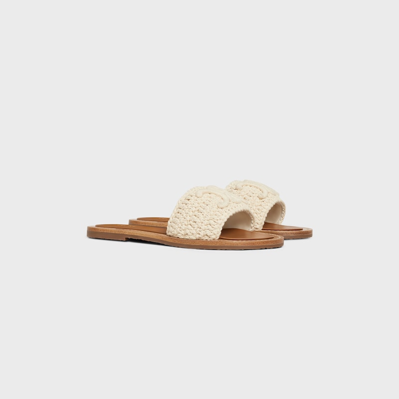 CELINE LYMPIA MULE IN TRIOMPHE KNITTED COTTON - ECRU -  - 1 | CELINE