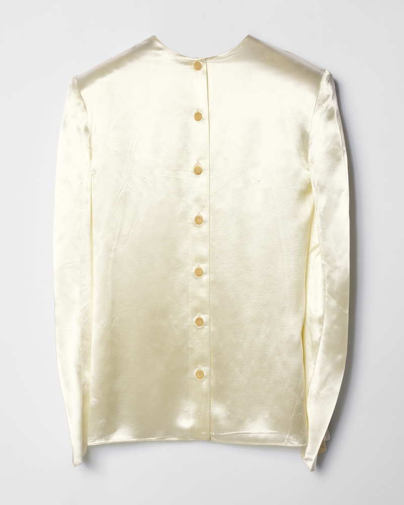 CRUSHED VISCOSE SATIN BACKTOFRONT TOP - CREAM -  - 1 | CELINE