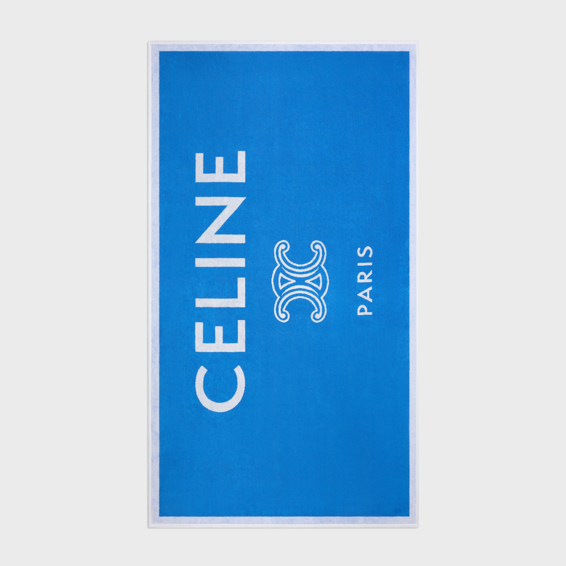 BEACH TOWEL IN CELINE TRIOMPHE TERRY COTTON - BLEU CIEL/BLANC | CELINE