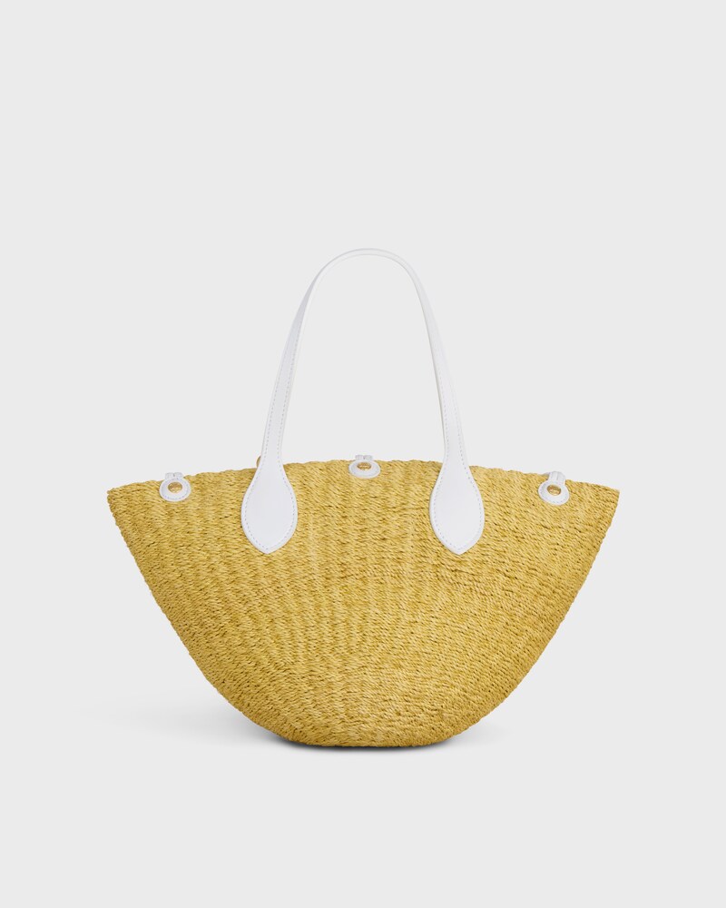 SMALL TRIOMPHE BEADS BASKET IN SISAL AND CALFSKIN - NATURAL / WHITE - PANIER - 1 | CELINE