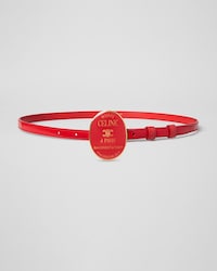 MINI MAISON CELINE BELT 13MM IN TAURILLON LEATHER WITH VARNISHED BUCKLE - ULTRA RED -  - 2 | CELINE