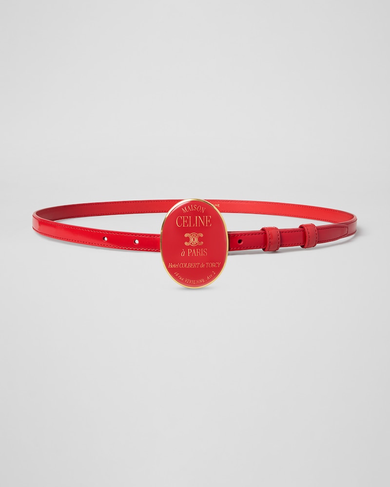 MINI MAISON CELINE BELT 13MM IN TAURILLON LEATHER WITH VARNISHED BUCKLE - ULTRA RED -  - 1 | CELINE