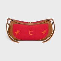 LITTLE HOT DOG em jacquard C SULKY e pele de vitela - Castanho Dourado / Vermelho - NOVO - 1 | CELINE