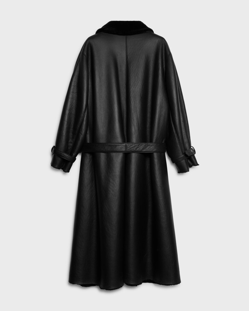oversize coat IN LAMB SHEARLING - BLACK -  - 1 | CELINE
