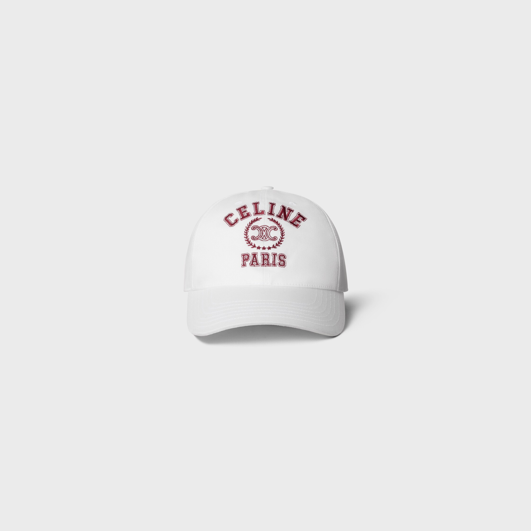 CELINE キャップ baseball cap IN WASHED COTTON GABARDINE - WHITE / BORDEAUX | CELINE