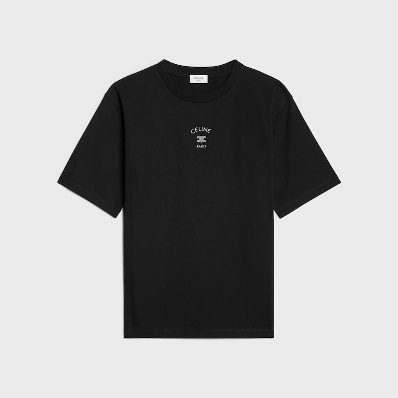 loose t-shirt IN cotton jersey - BLACK / WHITE -  - 1 | CELINE