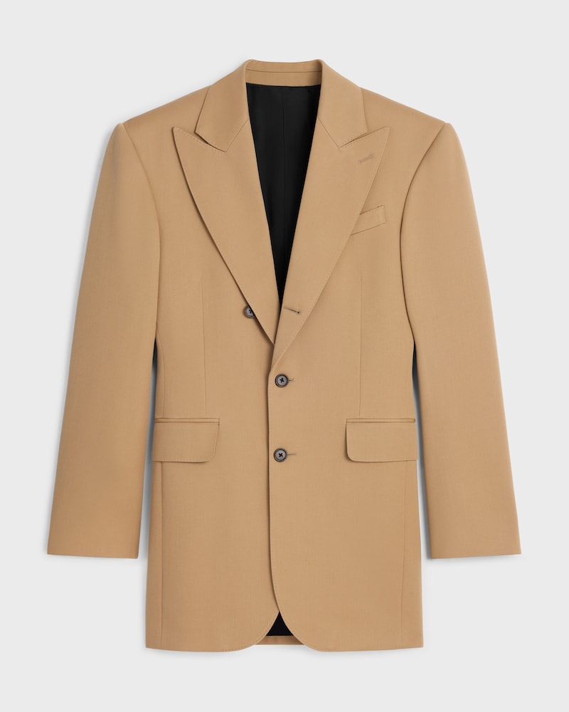 Giacca colonne in lana con trama diagonale - CARAMELLO -  - 1 | CELINE
