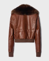 HIGH-COLLAR TEDDY IN CALFSKIN - BROWN -  - 2 | CELINE