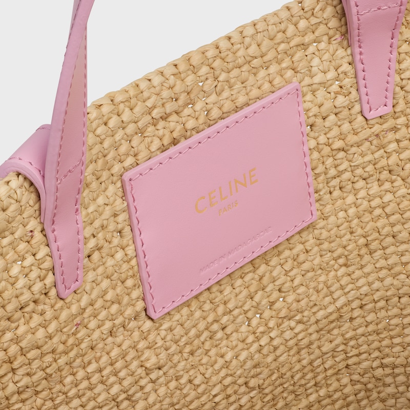 TEEN SUPPLE CELINE CLASSIC PANIER IN Raffia and calfskin - SILK PINK - PANIER - 1 | CELINE