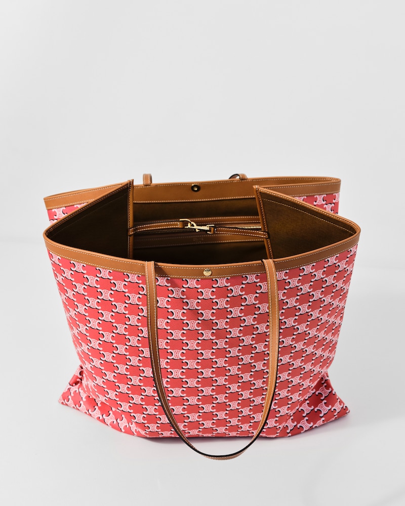 BOLSO SHOPPER GRANDE CON SOLAPA DE LONA TRIOMPHE - ROJO/NEGRO/BLANCO - REGALOS PARA ELLA - 1 | CELINE
