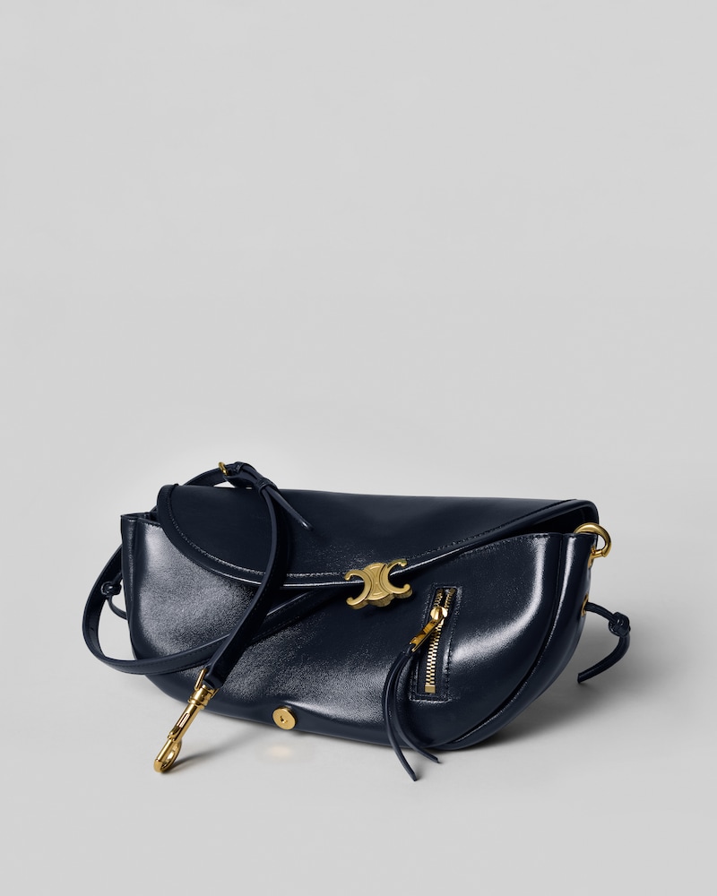 SOFT TRIOMPHE LITTLE HALFMOON IN SHINY LAMBSKIN - INK BLUE - ALL BAGS - 1 | CELINE