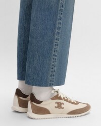 RACER SNEAKER IN NYLON, SUEDE CALFSKIN AND CALFSKIN - OPTIC WHITE / BROWN -  - 2 | CELINE