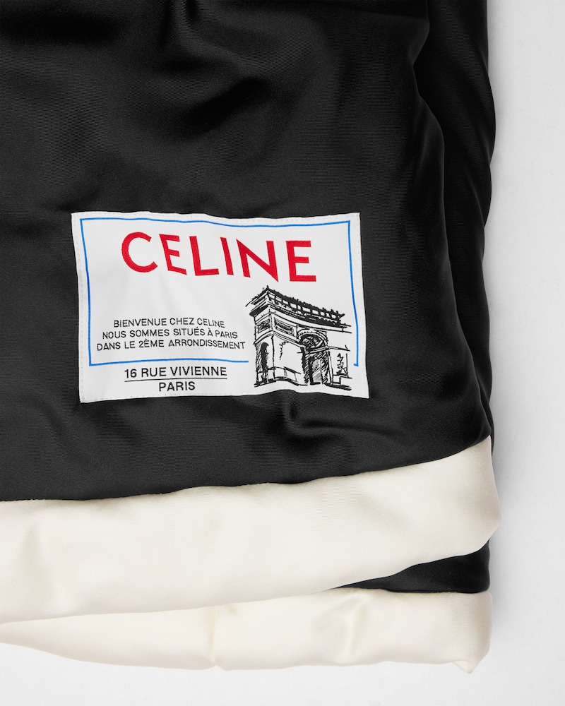 PADDED TUBULAR SILK STOLE - BLACK/IVORY -  - 1 | CELINE