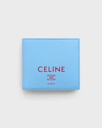 Bi-fold Wallet IN SMOOTH LAMBSKIN - SKY BLUE / RED - WALLETS - 1 | CELINE