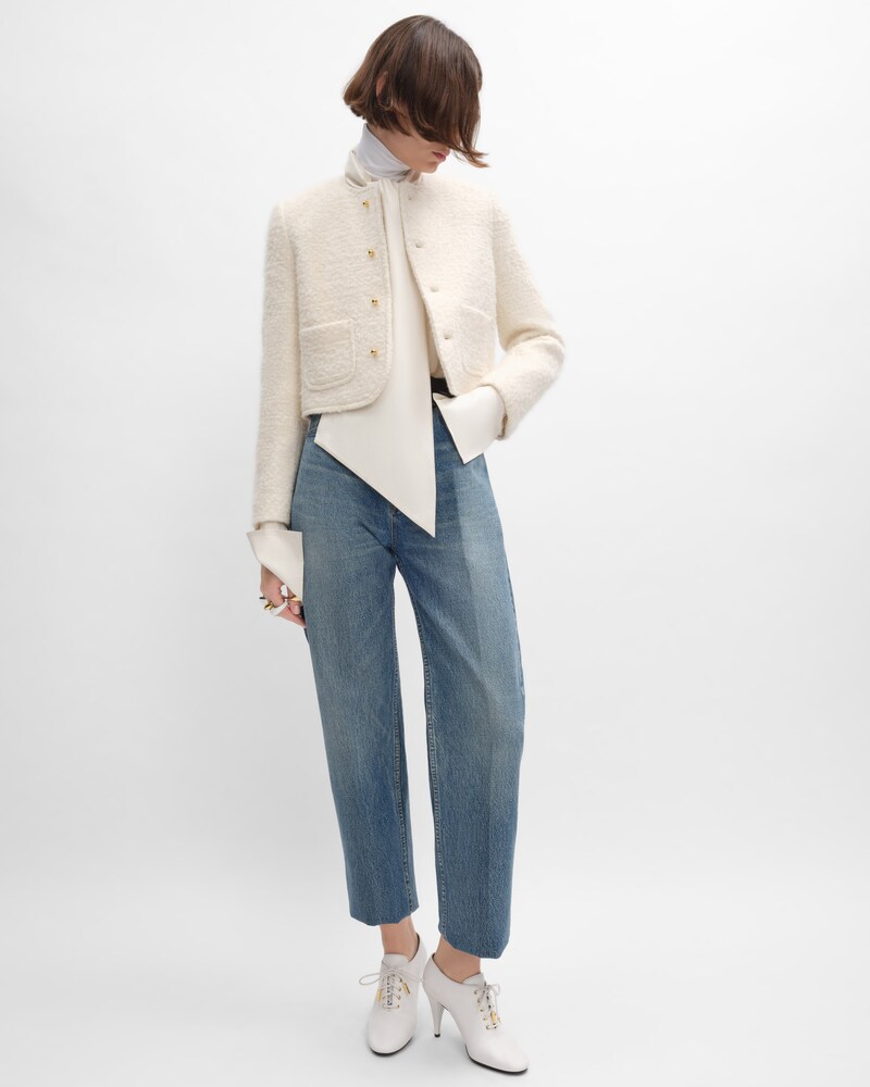 icone jacket IN cashmere and wool natté - WHITE -  - 1 | CELINE