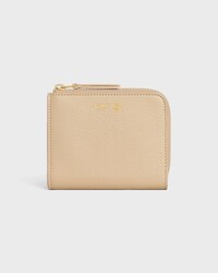 FLAT ZIPPED WALLET TRIOMPHE STAMP IN GRAINED SUPPLE CALFSKIN - DEEP IVORY / SANDCASTLE - WALLETS - 1 | CELINE